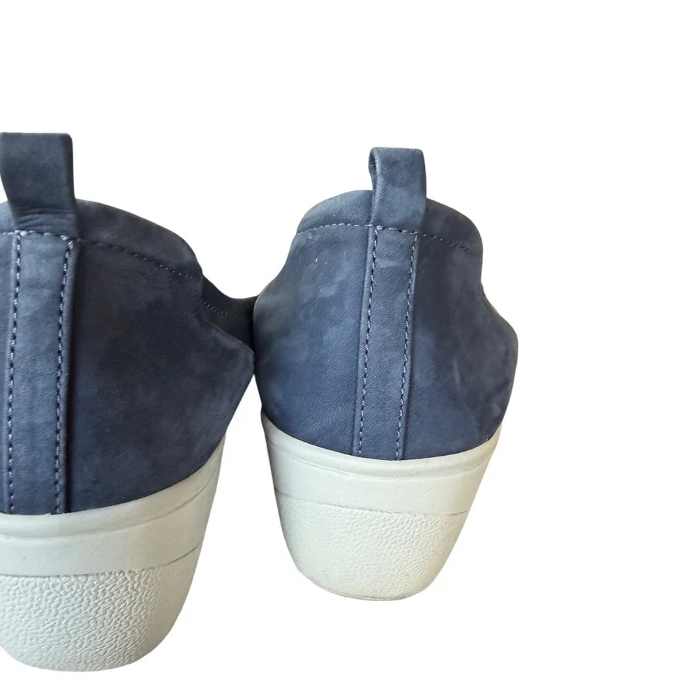 Vionic Jaycey Navy Blue Leather Slip‎ On wedge Orthotic Comfort Shoes pump Sz.7